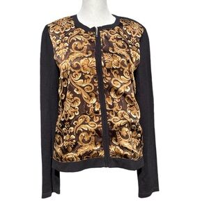 Jones New York Cardigan Fall Sweater Black Gold